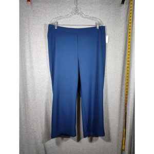 Pull On Dress Pants Wide‎ Leg Comfort Stretch Blue Size 1X
